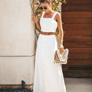 Vici 2 Piece White Maxi Skirt Crop Top Set L